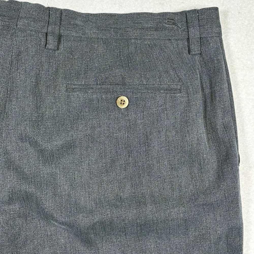 Tommy Bahama Men's 36 X 30 Gray Straight Leg Silk Cotton Pleated Chino Pants